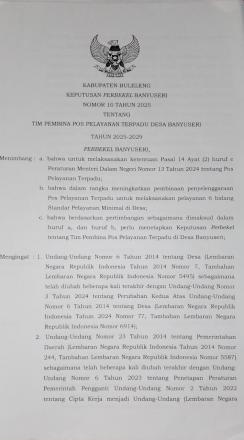 Keputusan Perbekel Banyuseri Nomor 10 Tahun 2025 Tentang Tim Pembina Pos Pelayanan Terpadu Desa Bany